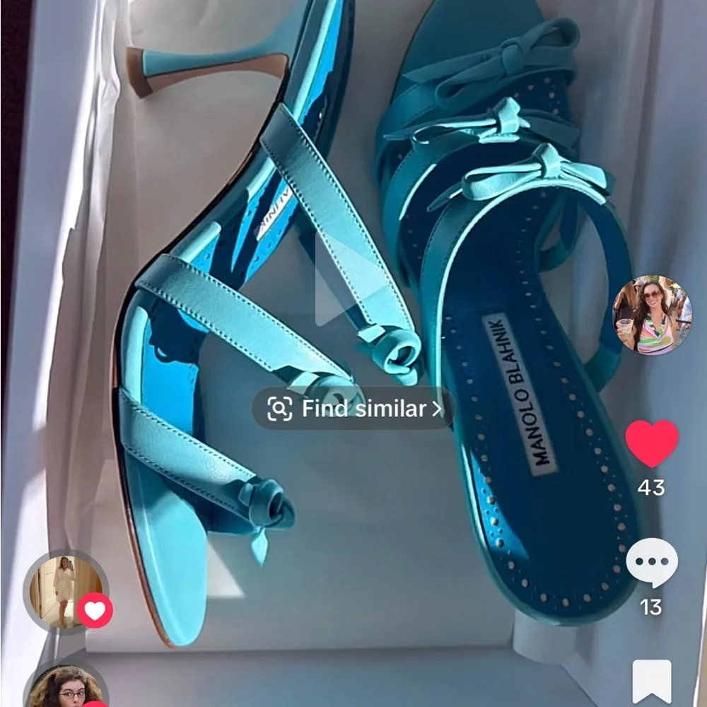 Manolo Blahnik Turquoise Strappy Sandals - Picture 2 of 9